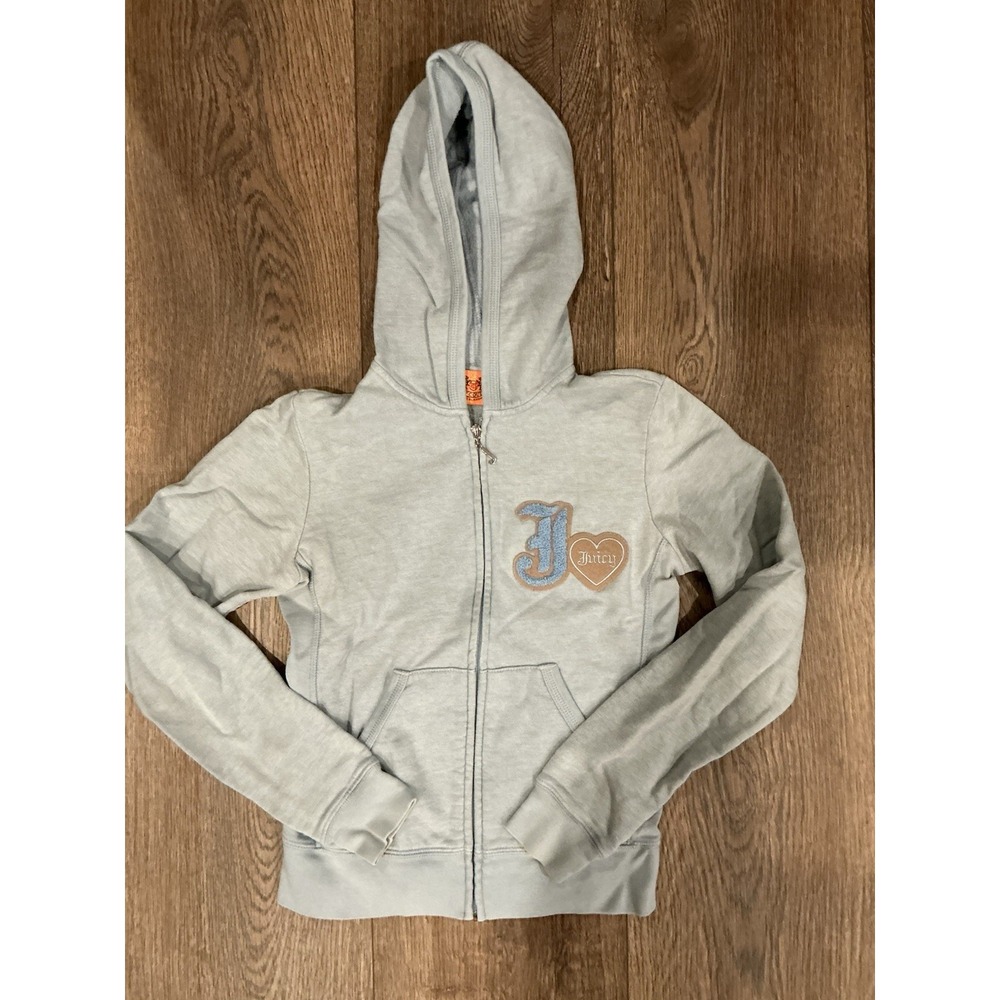 Vintage Y2K Juicy Couture Made In USA Zip Up Jacket Size Small Baby Blue